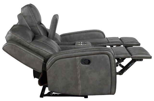Coaster® Raelynn Gray Manual Reclining Loveseat with Console-3