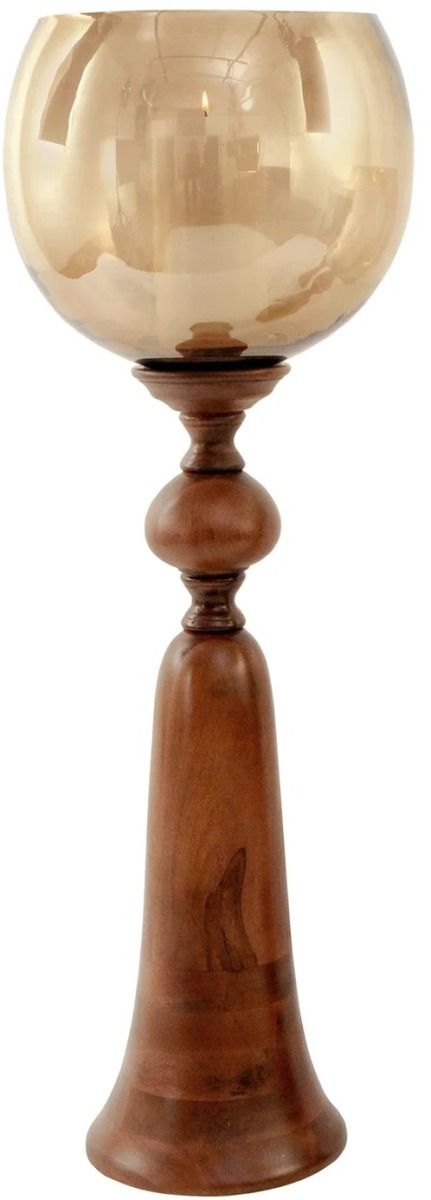 Harp & Finial® Puri Natural Brown/Smoke Large Candle Holder-0