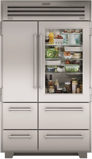 front view of the Sub-Zero® PRO 48 in. 30.4 Cu. Ft. Stainless Frame Built In Side-by-Side Refrigerator