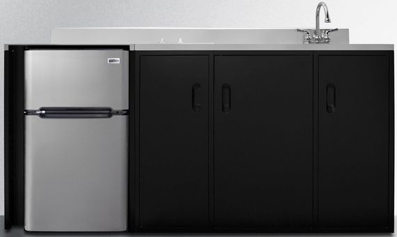 Summit® 72" Black and Stainless Steel All-In-One Kitchenette-0