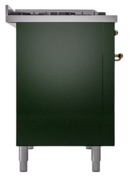 Ilve® Nostalgie II Noblesse 48'' Emerald Green Pro Style Dual Fuel Range with Brass Trim-2