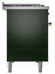 Ilve® Nostalgie II Noblesse 48'' Emerald Green Pro Style Dual Fuel Range with Brass Trim-2