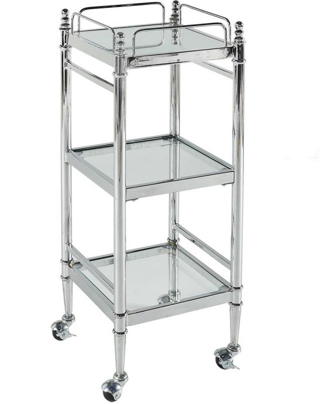 Linon Pinnacle Chrome and Glass Cart-0