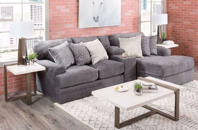 Jackson Furniture Mammoth 3-Piece Smoke Right-Arm Facing Loveseat Sectional and Chaise with Storage Console Box-2