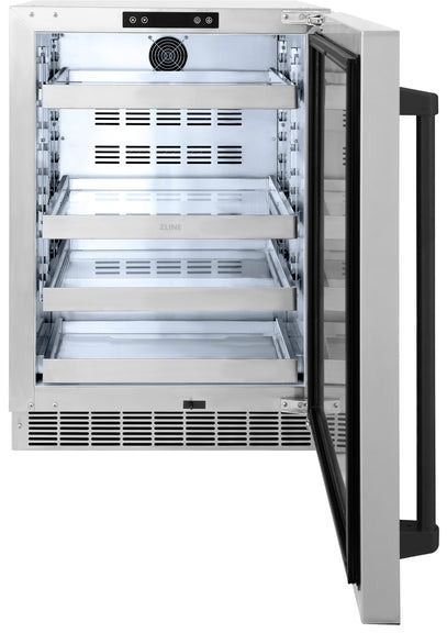 ZLINE Autograph Edition Touchstone 24" 5.2 Cu. Ft. Stainless Steel Freestanding Beverage Center with Matte Black Handle-1