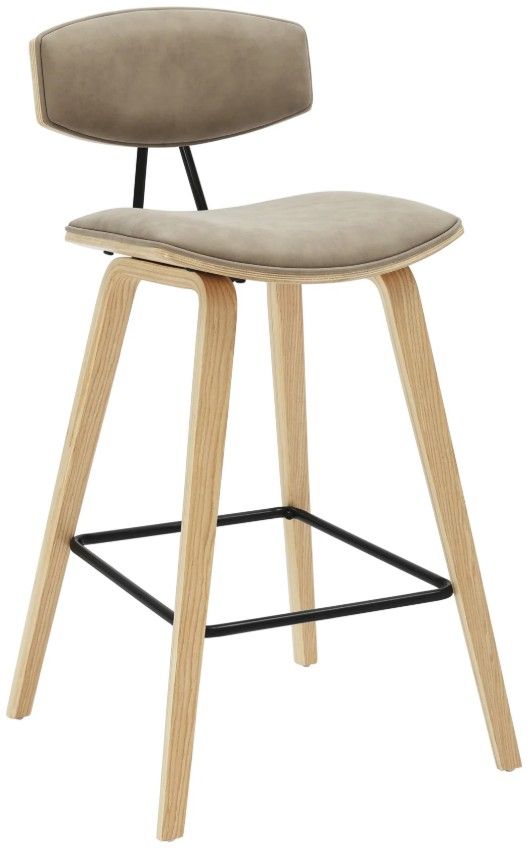 Armen Living Fox 2-Piece Oak/Vintage Taupe Counter Stool Set-0