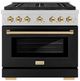 ZLINE Autograph Edition Paramount 36" 5.2 Cu. Ft. Satin Stainless Steel Gas Range with 6 Burner DuoPro™ Cooktop and Convection Gas Oven with Black Matte Door and Polished Gold Accents-0