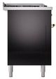 Ilve® Nostalgie II Noblesse 60'' Glossy Black Pro Style Dual Fuel Range with Brass Trim-2
