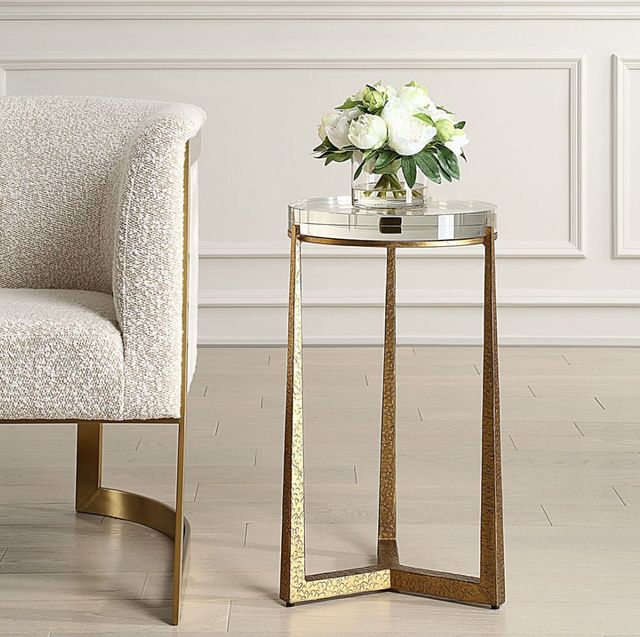 Uttermost® Midas Glass Top End Table with Antique Gold Base-1