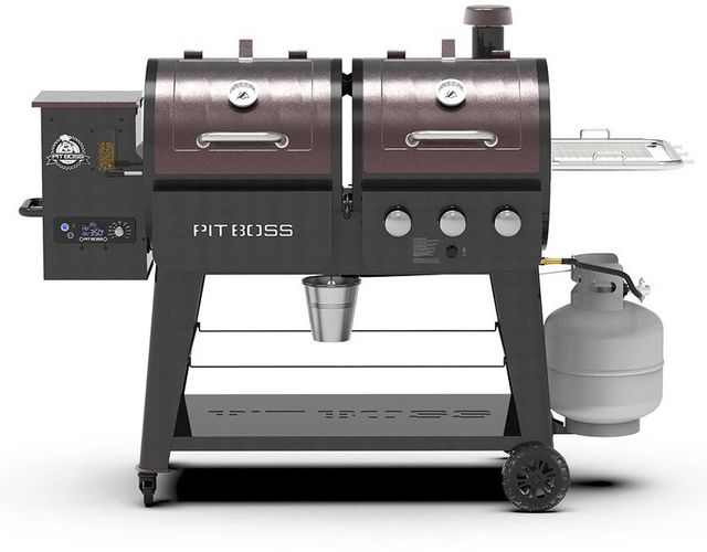 Pit Boss® Grills PB1230 3-Burner Mahogany Freestanding Gas/Wood Pellet Grill-0