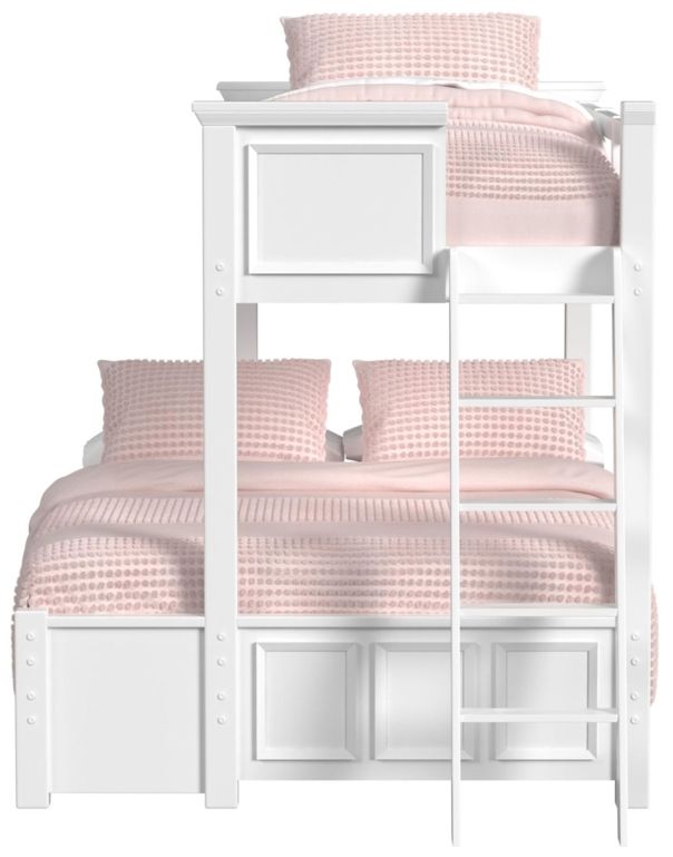 Elements International Hampton Kids White Youth Twin/Full Loft Bed with Ladder-3