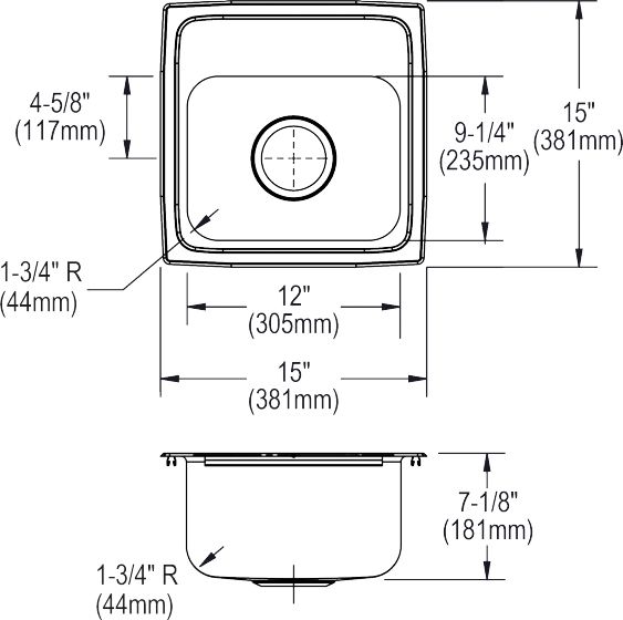 Elkay Lustertone® Lustrous Satin MR2-Hole Single Bowl Drop-in Bar Sink-2