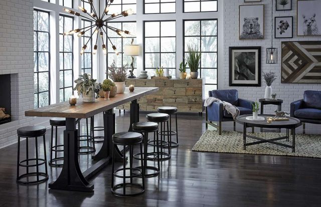 Classic Home Elmira Natural Distressed 118" Counter Table with Black Base-3