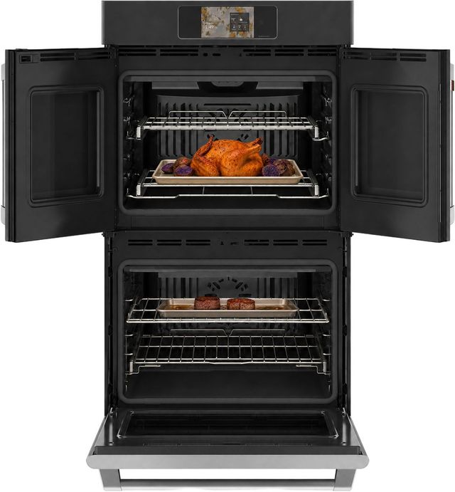 Café™ Professional Series 30” Matte Black Smart Double Electric Wall Oven with French Doors-2