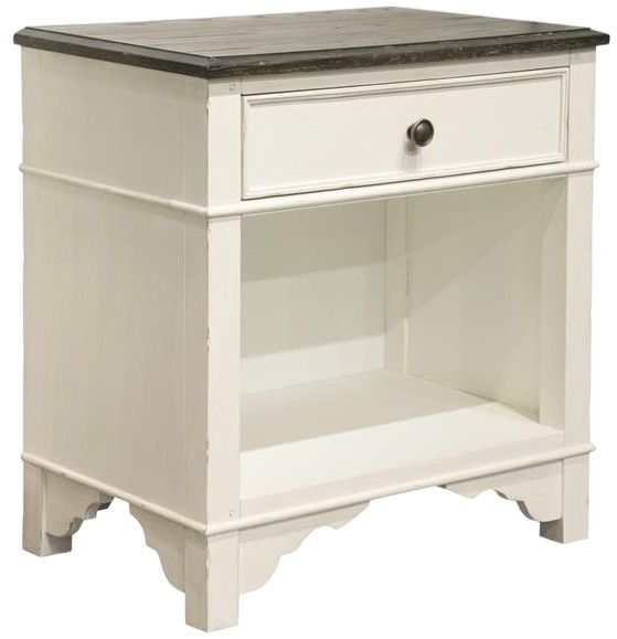Riverside Furniture Grand Haven Feathered White/Rich Charcoal 1-Drawer Nightstand-0