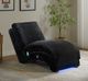Elements International Nori Black Chaise with Heat Massage, USBC and LED-1