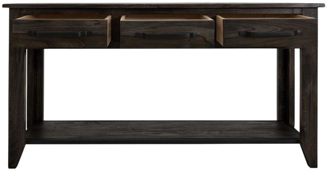 International Furniture Direct Teak Stained Dark Sofa Table-4