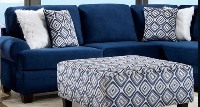 Furniture of America® Waldport 2-Piece Navy Right-Arm Facing Sofa Sectional and Chaise-2