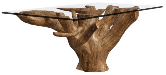 Modus Furniture One Glass Top Coffee Table with Natural Base-0
