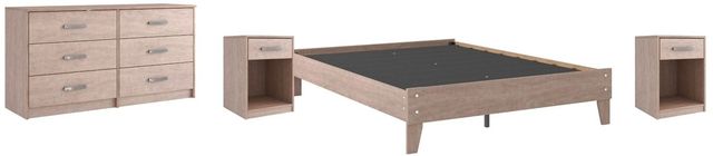 Signature Design by Ashley® Flannia 4-Piece Gray Queen Platform Bed Set-0