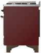 Ilve® Majestic III 48" Burgundy Pro Style Dual Fuel Natural Gas Range with Solid Door and Burnished Trim-3