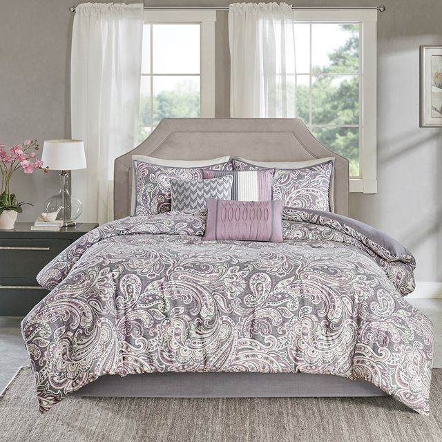 Olliix by Madison Park 7 Piece Purple Queen Gabby Comforter Set-0