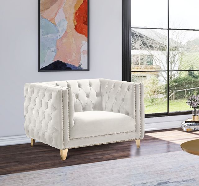 Meridian Furniture Michelle Cream Velvet Chair-3