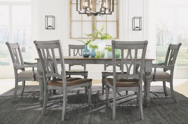 Flexsteel® Plymouth Brown Dining Table with Distressed Graywash Base-1