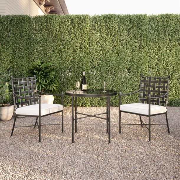 Sunset West Provence Glass Top/Metal Outdoor Bistro Table with Century Pewter Frame-2