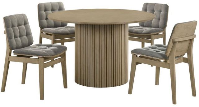 Coaster® Hamlyn 5-Piece Gray/Natural Oak Round Dining Table Set-0