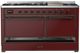 Ilve® Majestic III 60" Burgundy Pro Style Dual Fuel Natural Gas Range with Solid Door and Burnished Trim-1