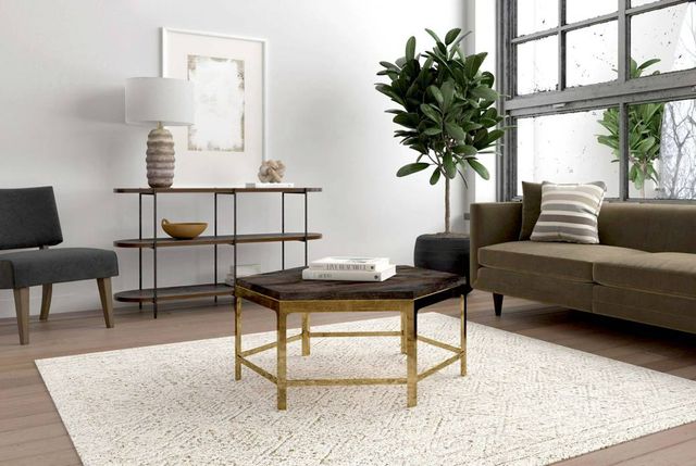 Hooker® Furniture Commerce and Market Dark Wood Octavius Cocktail Table with Gold Base-1