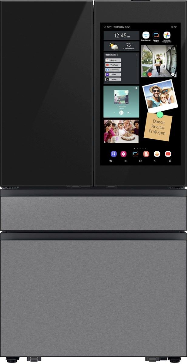 Samsung Bespoke 36 in. 22.5 Cu. Ft. Charcoal Glass and Stainless Steel Counter Depth French Door Refrigerator with AI Family Hub™+ &  AI Vision Inside™