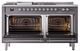 Ilve® Nostalgie II Noblesse 60'' Graphite Matte Pro Style Dual Fuel Range with Chrome Trim-1