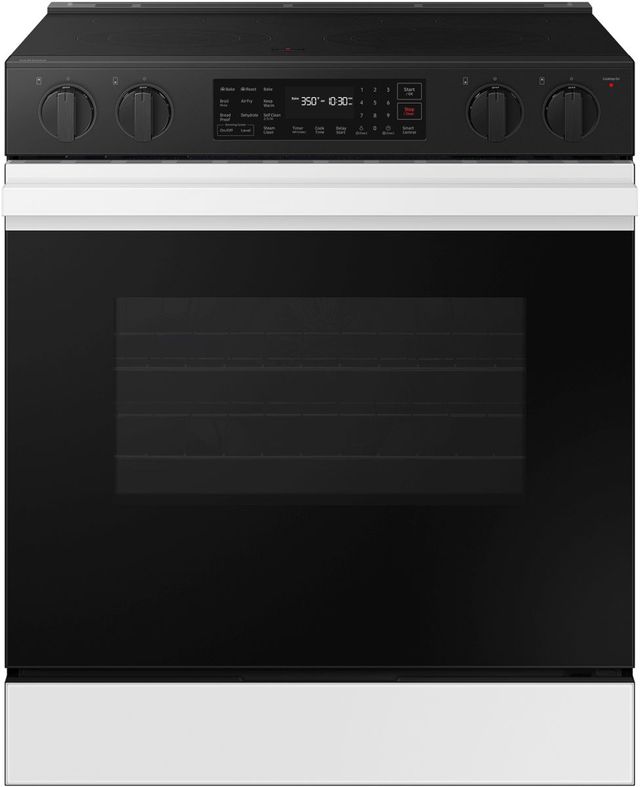 Samsung Bespoke 30" White Glass Slide-In Electric Range-0