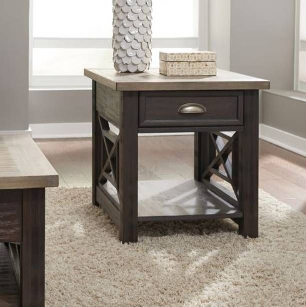 Liberty Furniture Heatherbrook Ash End Table with Charcoal Base-1