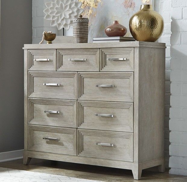 Liberty Furniture Belmar Silver Champagne/Washed Taupe Bureau Dresser-1