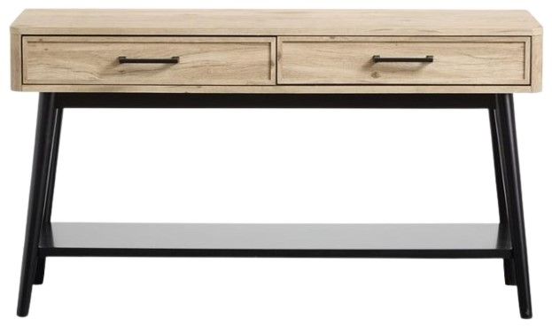 Magnussen Home® Fletcher Driftwood Sofa Table with Black Base-1