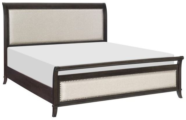 Homelegance® Hebron Beige/Dark Cherry Eastern King Sleigh Bed-0