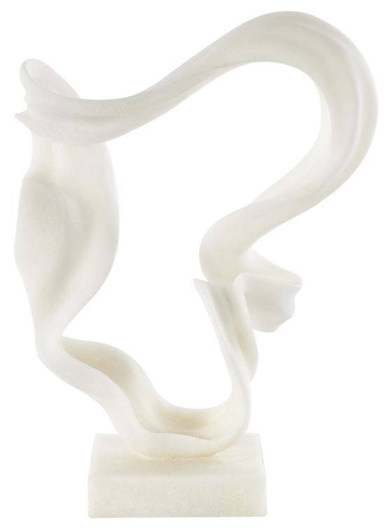 Deco Marche White Polystone Twisted Wave Sculpture with Elevated Base-1