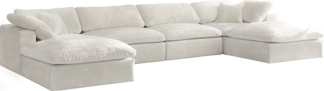 Meridian Furniture Cozy 6-Piece Cream 158" Upholstered Modular Sectional-0