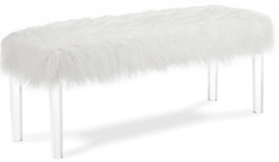 New Classic® Home Furnishings Marilyn White Faux Fur Bench-0