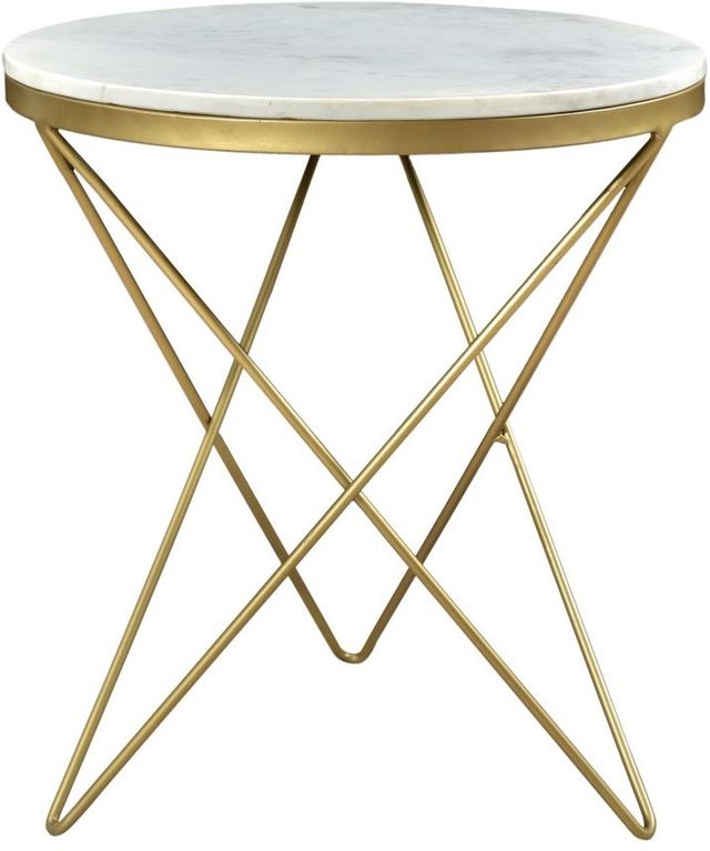 Moe's Home Collection Haley White Marble Round Side Table with Gold Iron Base-1