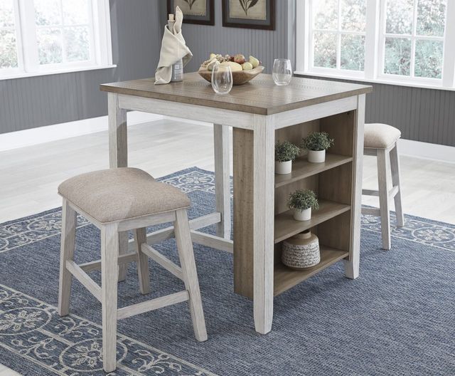 Signature Design by Ashley® Skempton 3-Piece White/Light Brown Counter Height Dining Table Set-3