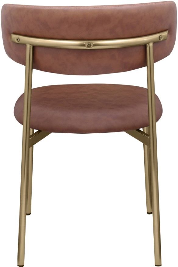 Meridian Furniture Lupita Brown/Gold Vegan Leather Dining Chair-3