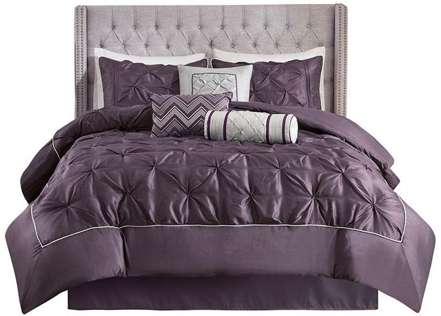 Olliix by Madison Park Laurel 7 Piece Plum King Tufted Comforter Set-0