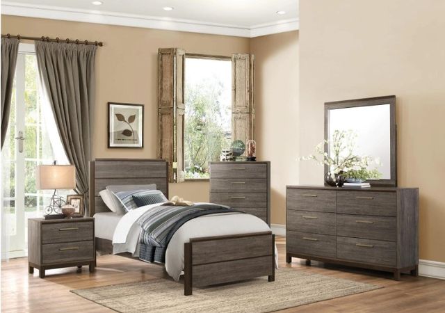 Homelegance® Vestavia Antique Gray/Dark Brown Twin Panel Bed-1