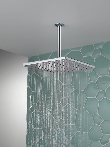 Delta Universal Showering Components 12" Lumicoat® Chrome Square Single-Setting Metal Raincan Shower Head-3