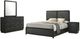 Coaster® Cavelle 4-Piece Black Youth Full Upholstered Panel Bedroom Set-0