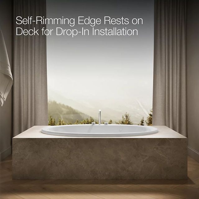 KOHLER® Sunward® White 66" x 42" Drop-in Whirlpool Bath with Bask® Heated Surface-3